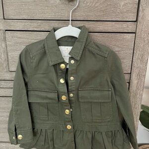 Kate Spade Kids Olive Green Jean Jacket with Gold Buttons